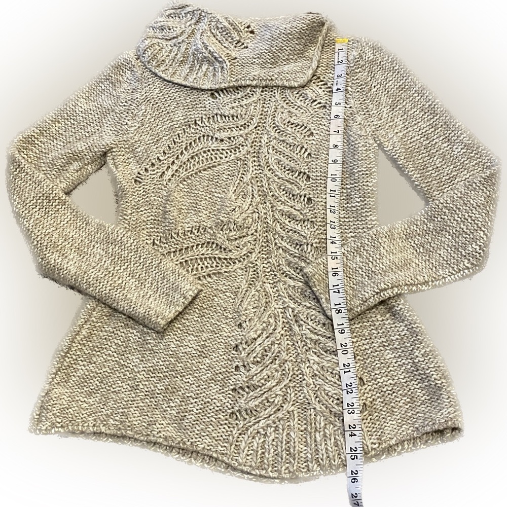 Moth Accent Weave Oatmeal Cowl Neck Sweater from Anthropologie